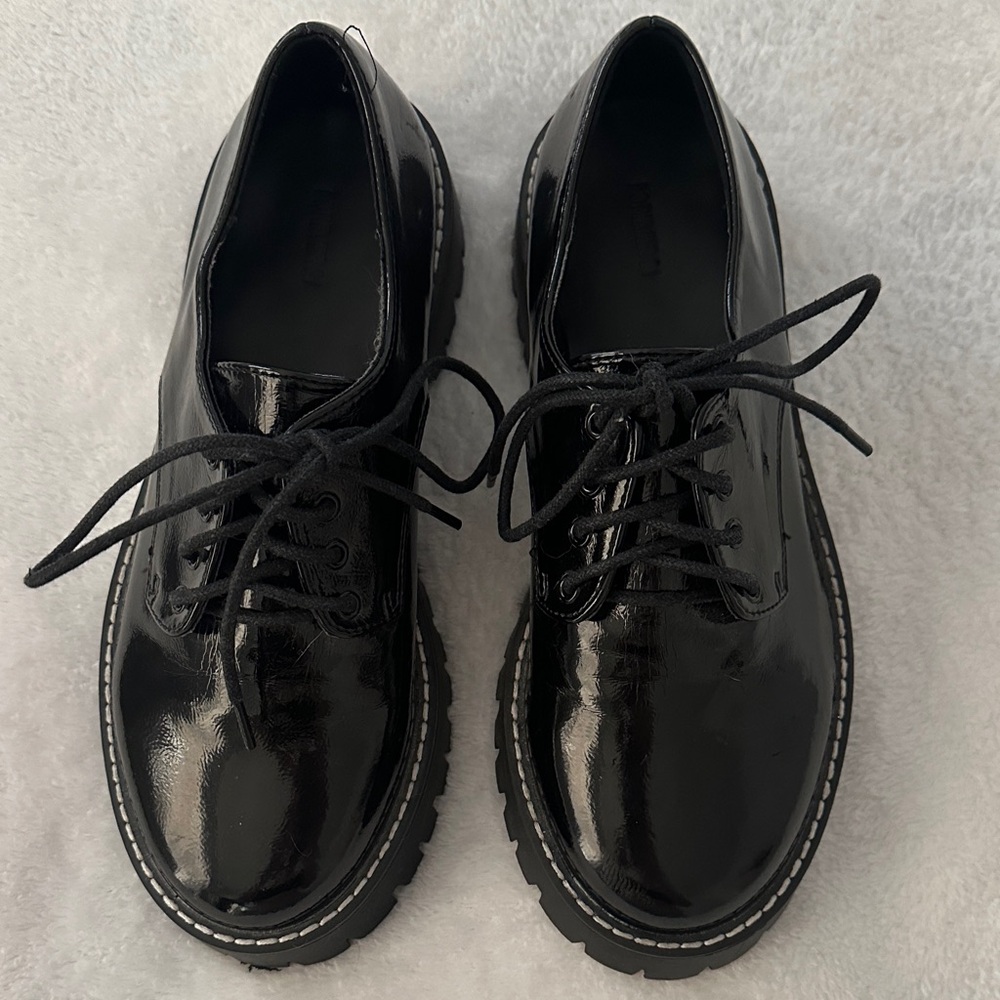 Forever 21 Glossy Black Platform Shoes